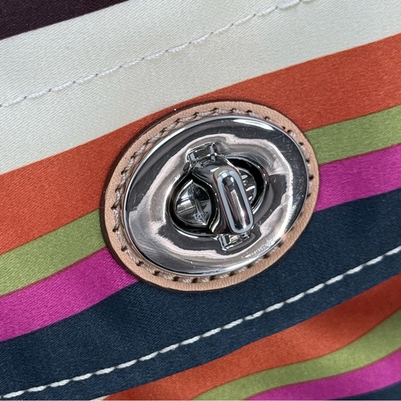 Coach Legacy Multicolor Turnlock Satin Stripe Leah Tote + Wristlet - Picture 5 of 13